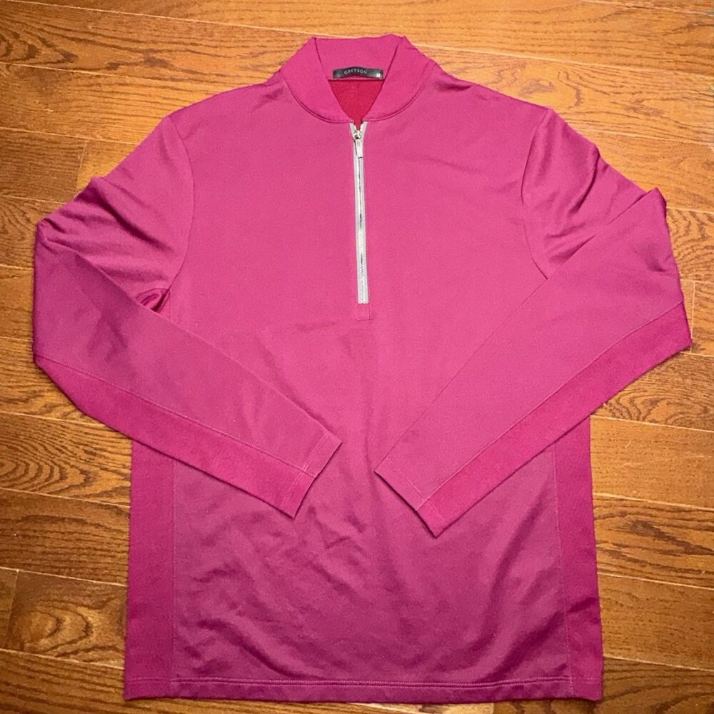 Greyson Pullover Mens M Pink Siasconset 1/4 Zip Golf Performance Midweight